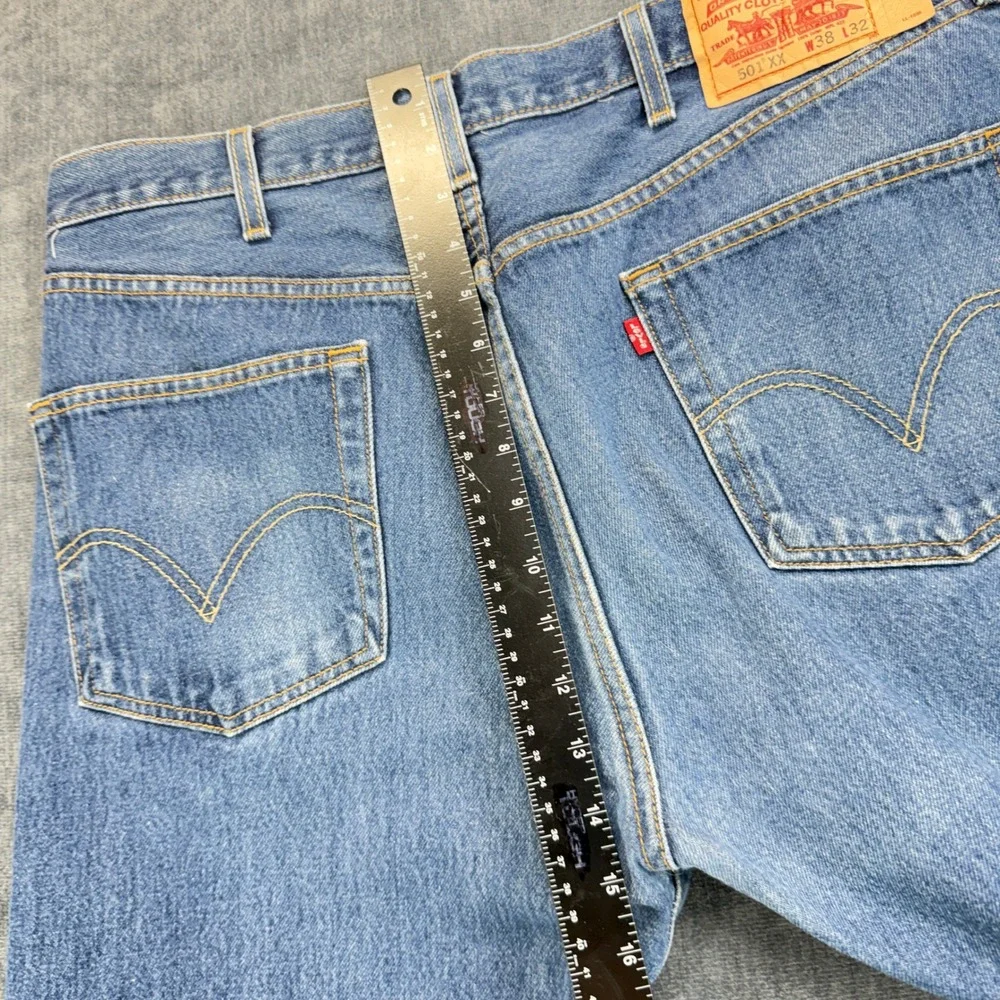 Levi's 501 Original Fit Mens 38x32 Blue Cotton Straight Button Fly Jeans